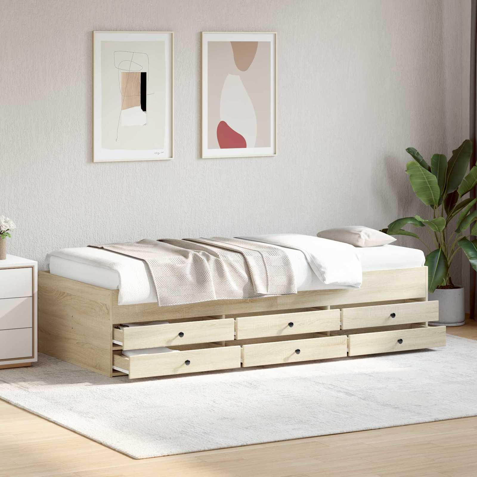Bettgestell mit Stauraum Sonoma-Eiche 80 x 200 cm Holzwerkstoff