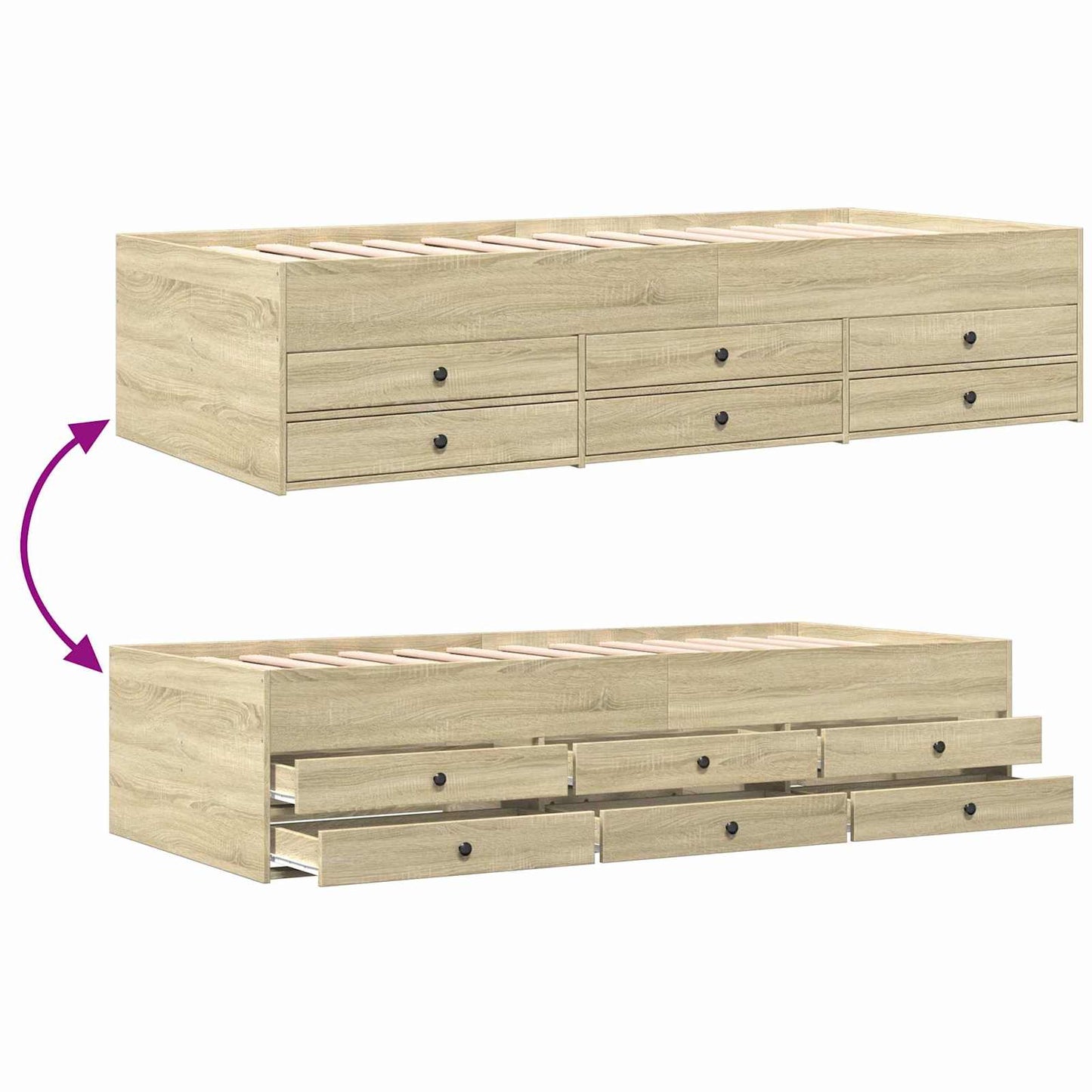 Bettgestell mit Stauraum Sonoma-Eiche 80 x 200 cm Holzwerkstoff