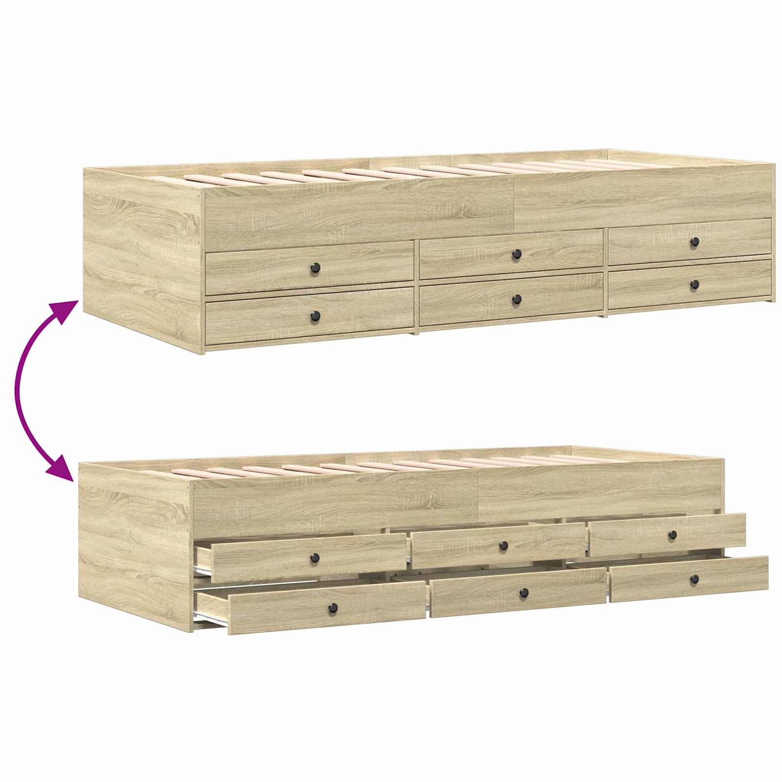 Bettgestell mit Stauraum Sonoma-Eiche 80 x 200 cm Holzwerkstoff