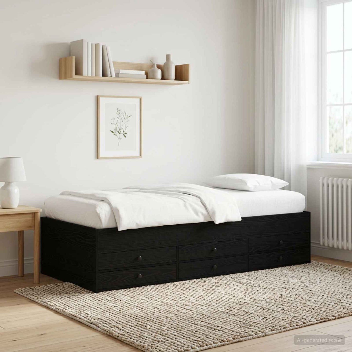 Bettgestell mit Stauraum Schwarze Eiche 80 x 200 cm