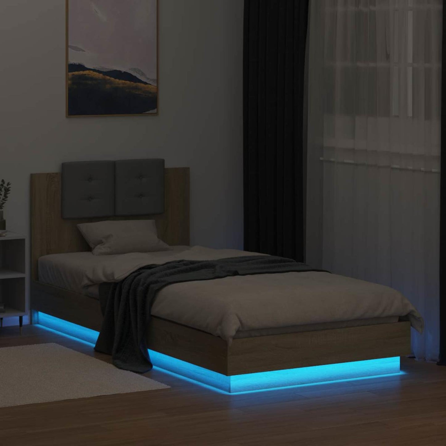 Bettgestell mit LED Sonoma-Eiche 80 x 200 cm Holzwerkstoff