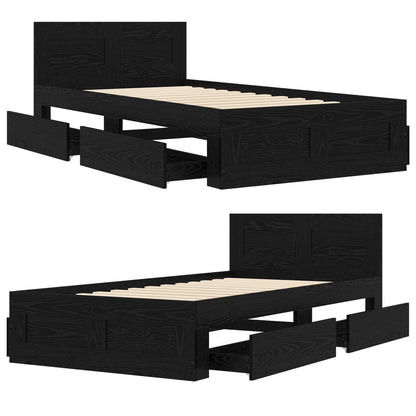 Bettrahmen mit Schubladen 2 stk. Schwarze Eiche Holzwerkstoff