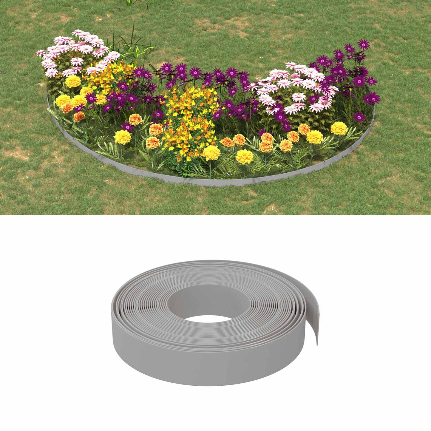 Gartenumrandung 25 m 10 cm PE Grau