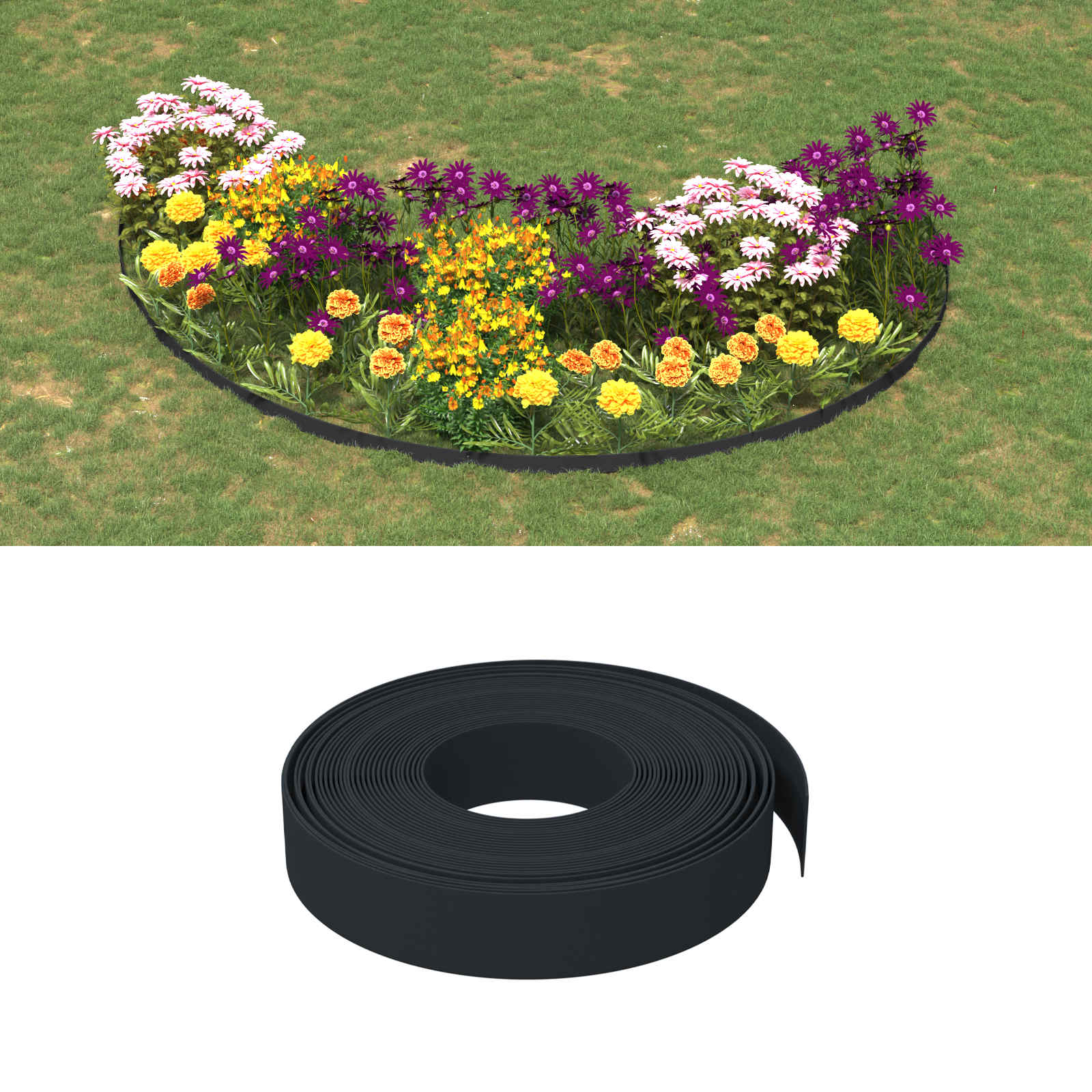 Gartenumrandung 25 m 10 cm PE Schwarz