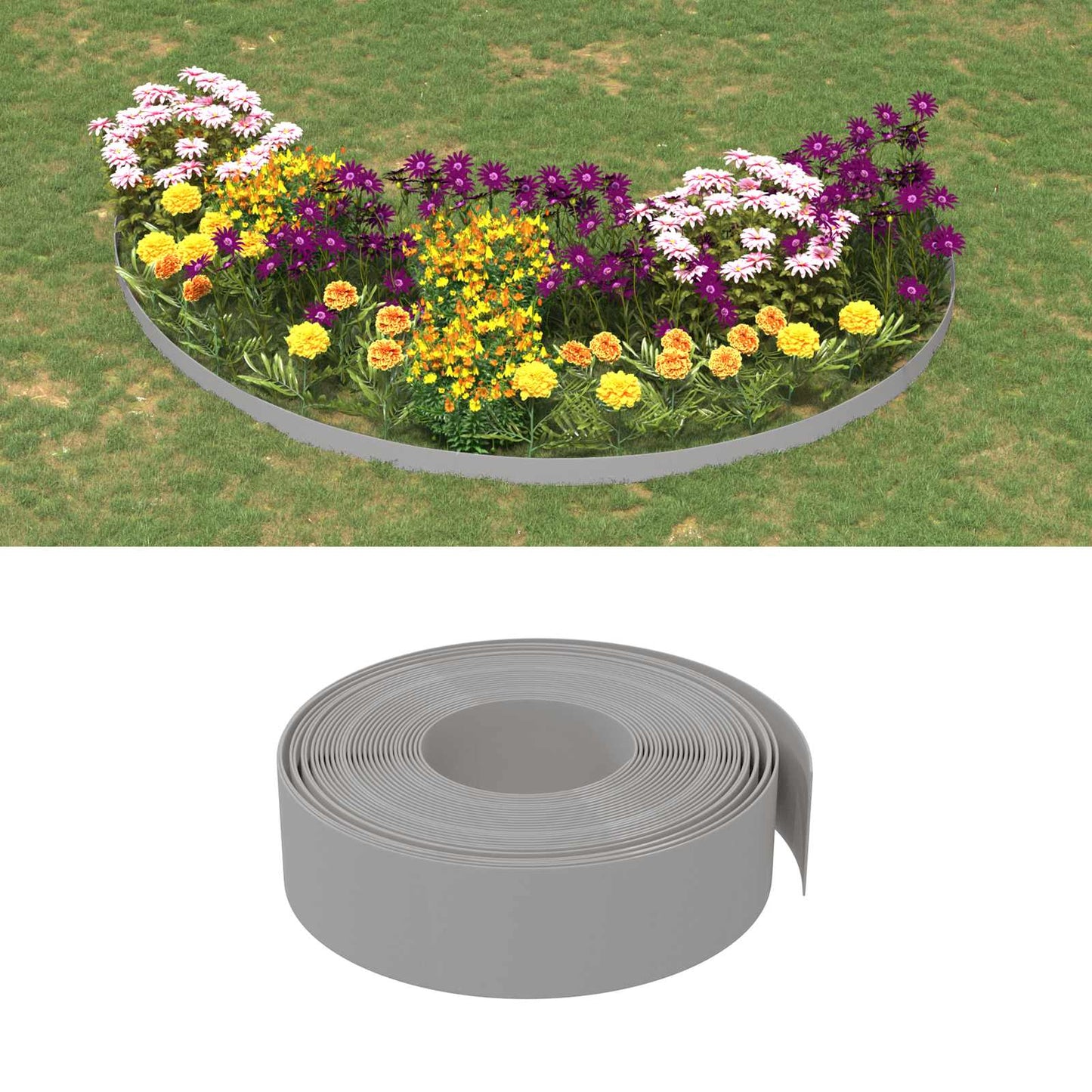 Gartenumrandung 25 m 15 cm PE Grau