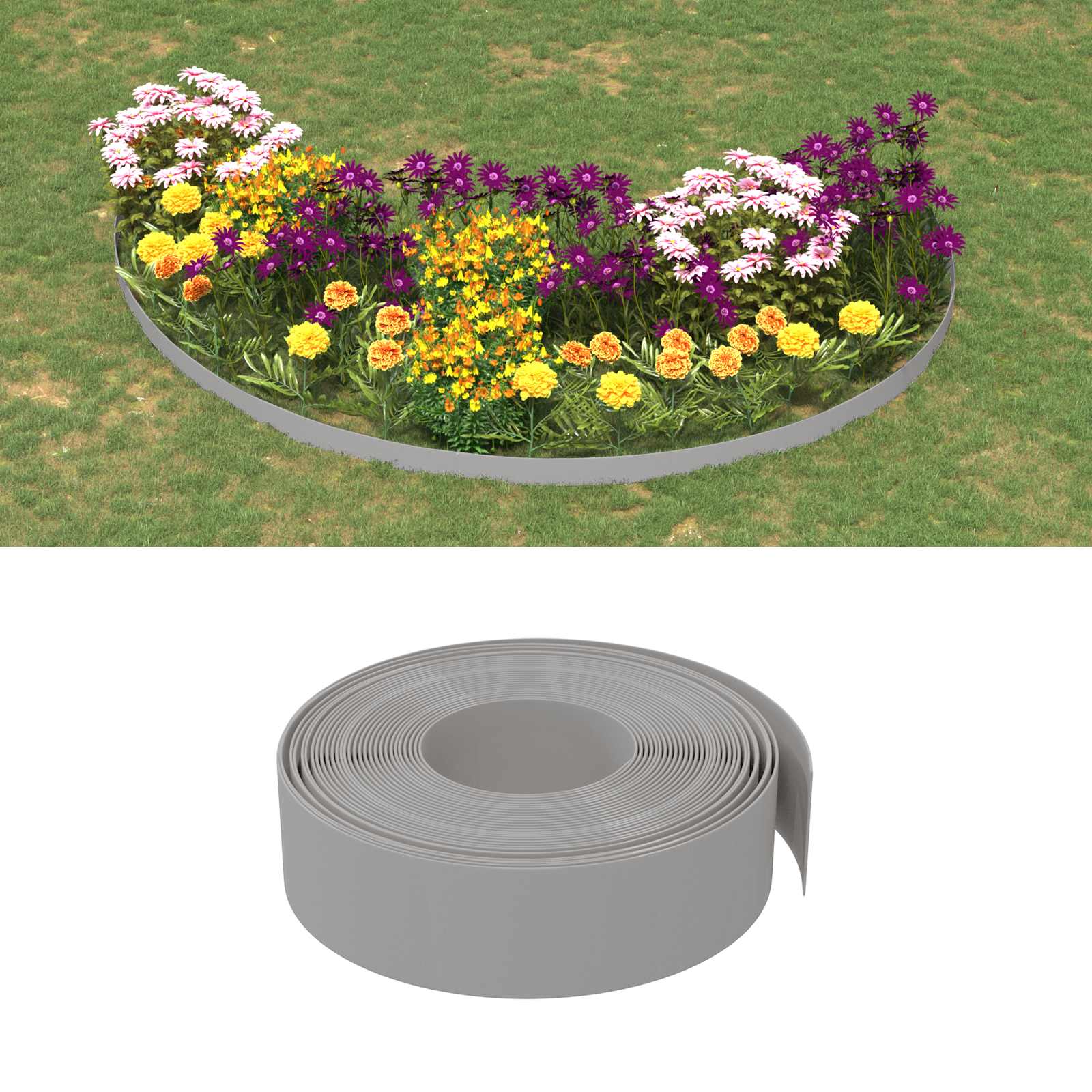 Gartenumrandung 25 m 15 cm PE Grau