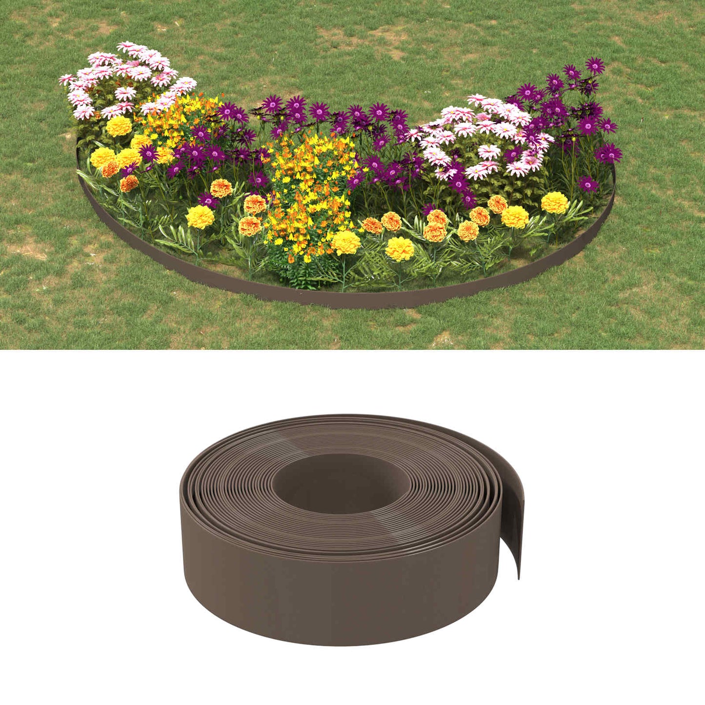 Gartenumrandung 25 m 15 cm PE Braun
