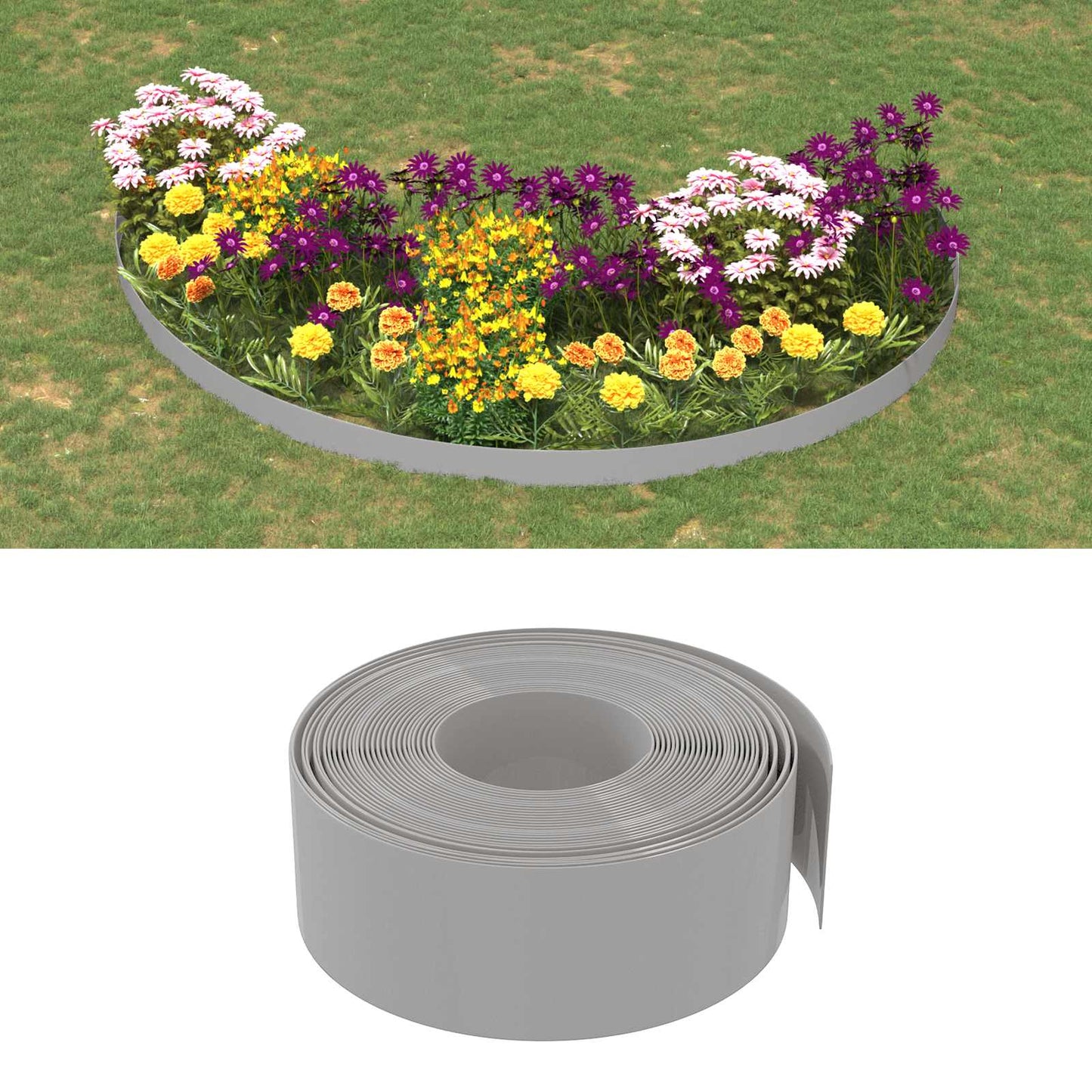 Gartenumrandung 25 m 20 cm PE Grau