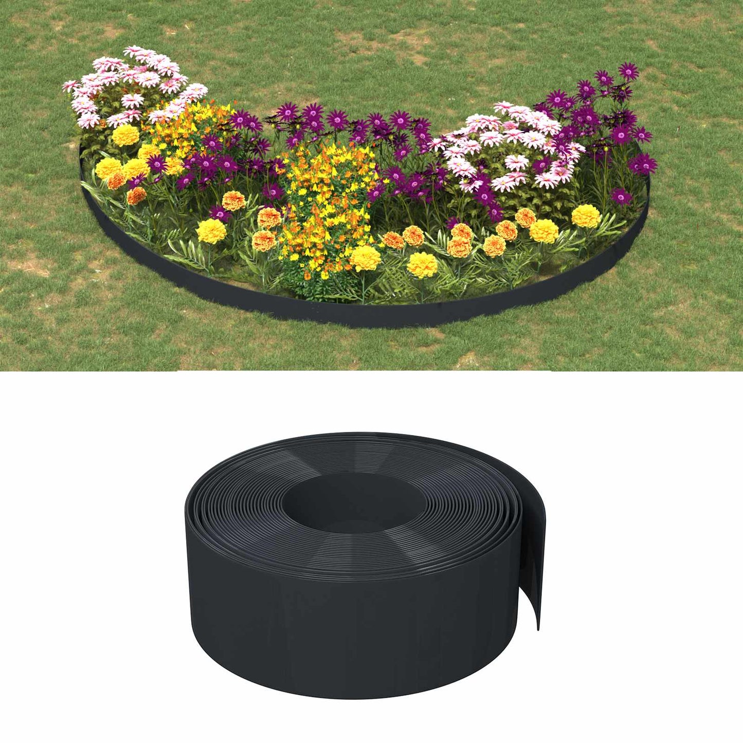 Gartenumrandung 25 m 20 cm PE Schwarz