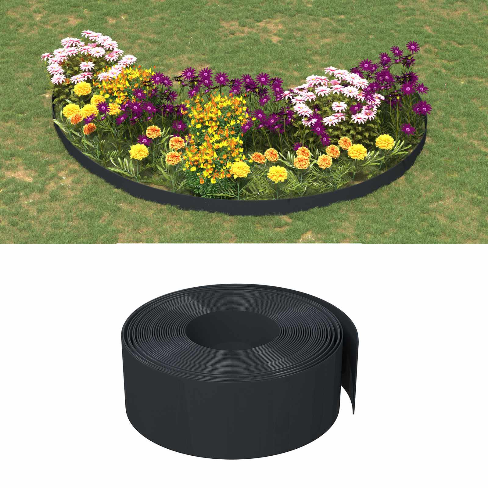 Gartenumrandung 25 m 20 cm PE Schwarz