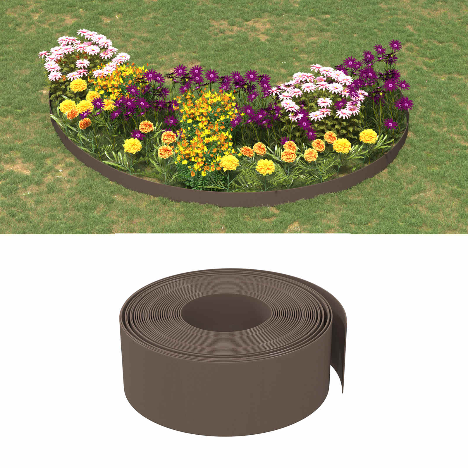Gartenumrandung 25 m 20 cm PE Braun