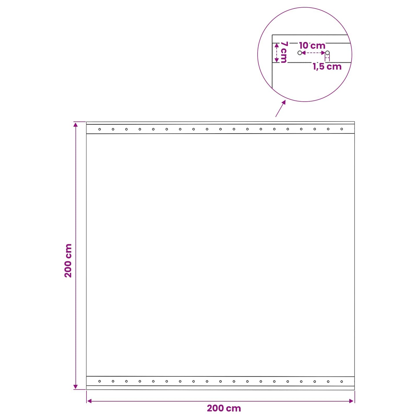 Plane mit Ösen Grün 2 x 2 m 260 gsm PE