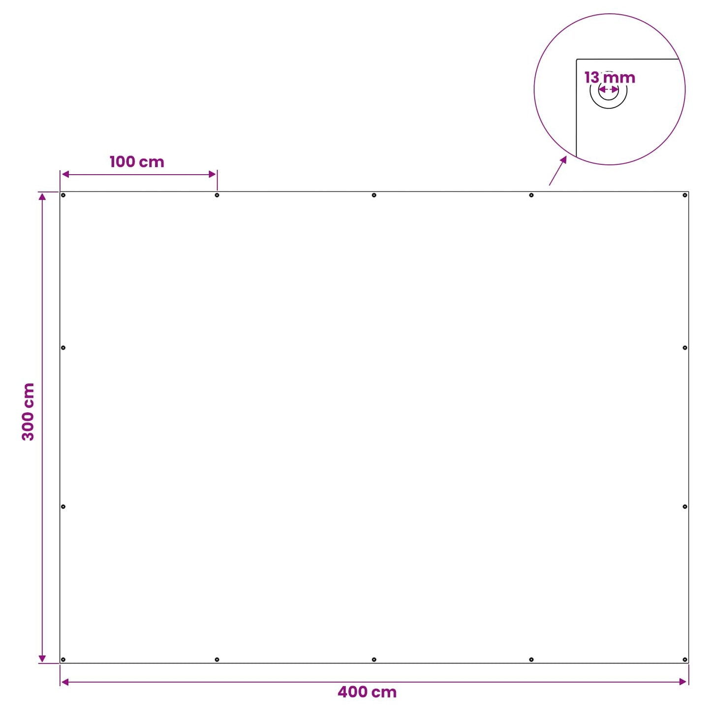 Plane mit Ösen Weiß 3 x 4 m 260 gsm PE