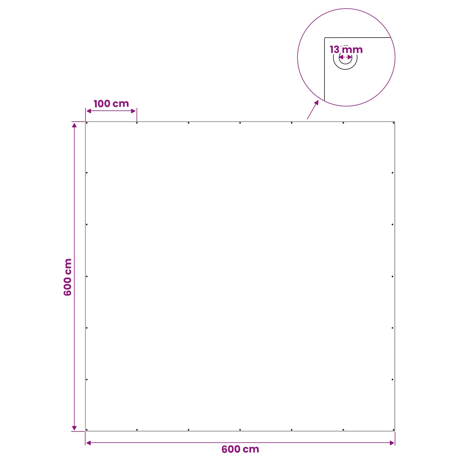 Plane mit Ösen Weiß 6 x 6 m 260 g / m² PE