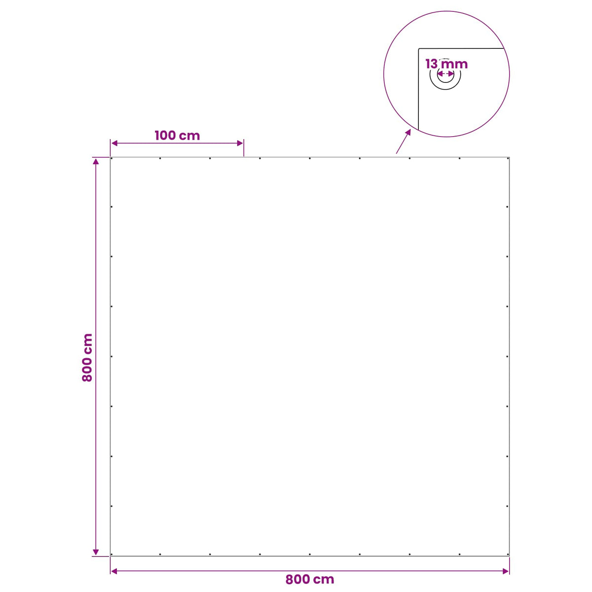 Plane mit Ösen Weiß 8 x 8 m 260 gsm PE