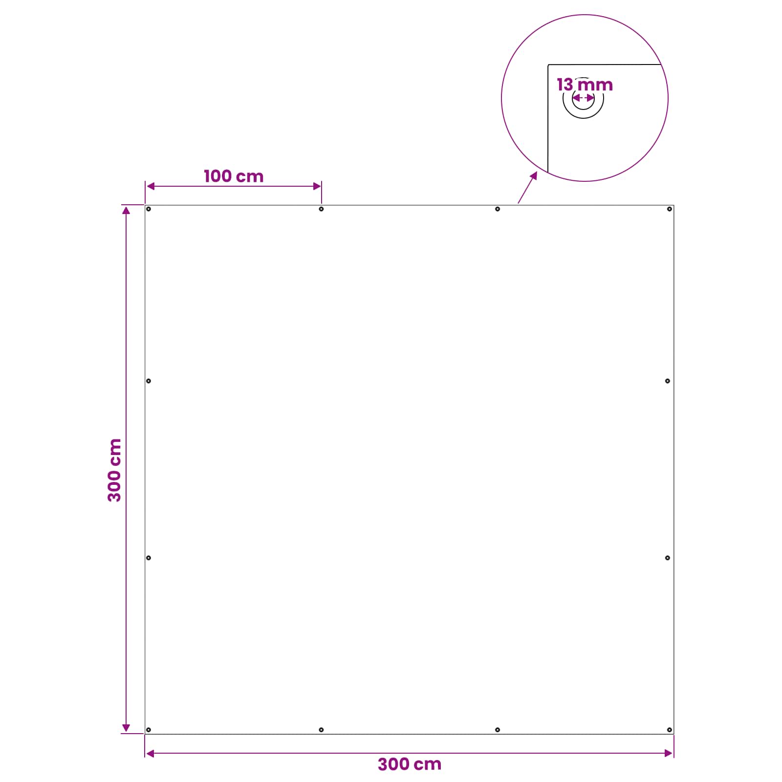Plane mit Ösen Anthrazitgrau 3 x 3 m 90 gsm PE