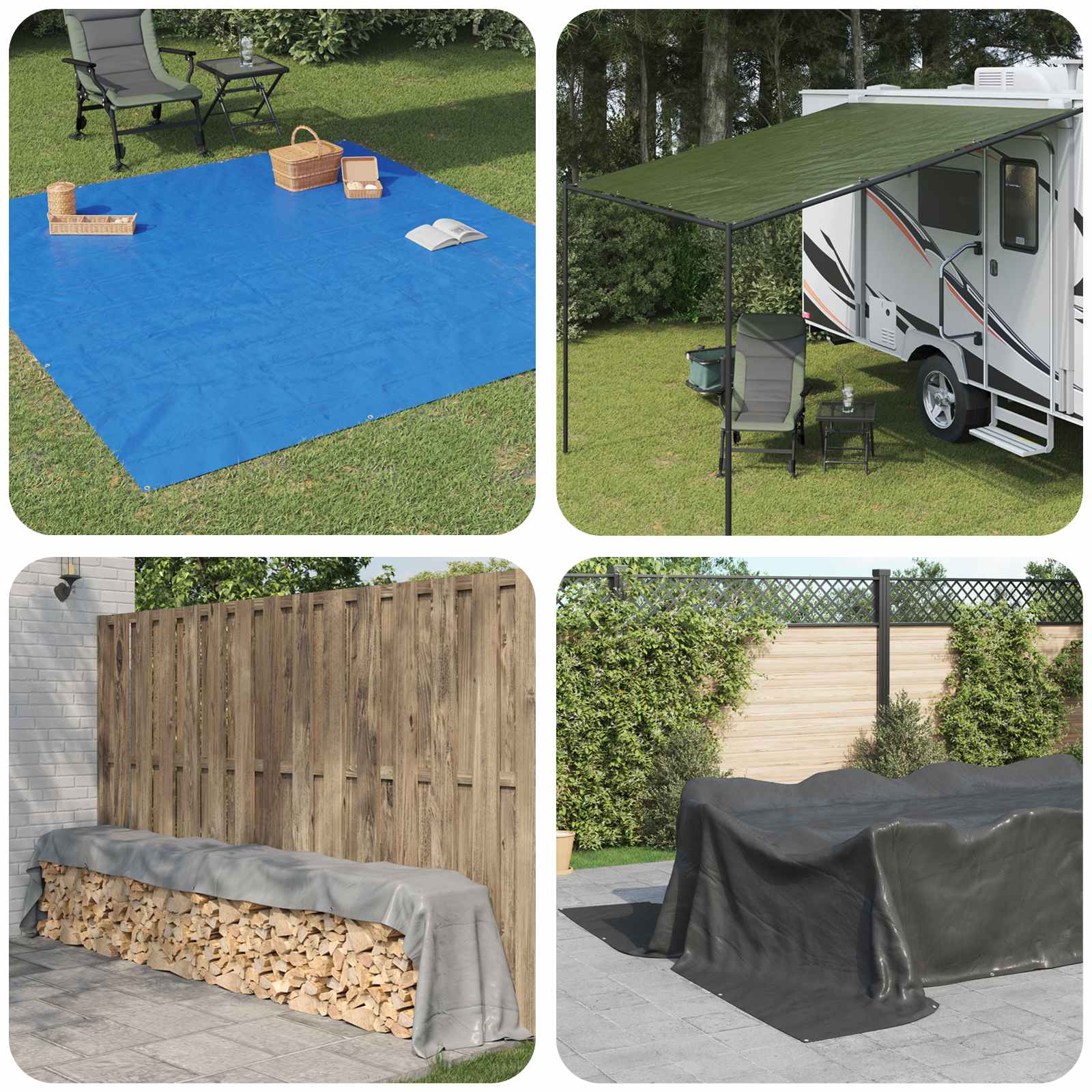 Plane mit Ösen Anthrazitgrau 6 x 8 m 90 g / m² PE
