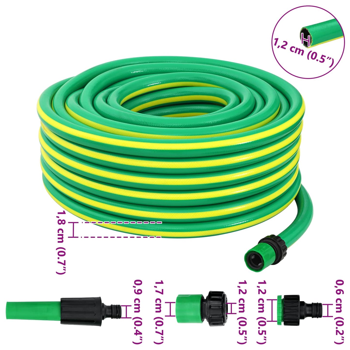 Gartenschlauch 5-lagig Grün und Gelb 12 mm 30 m PVC