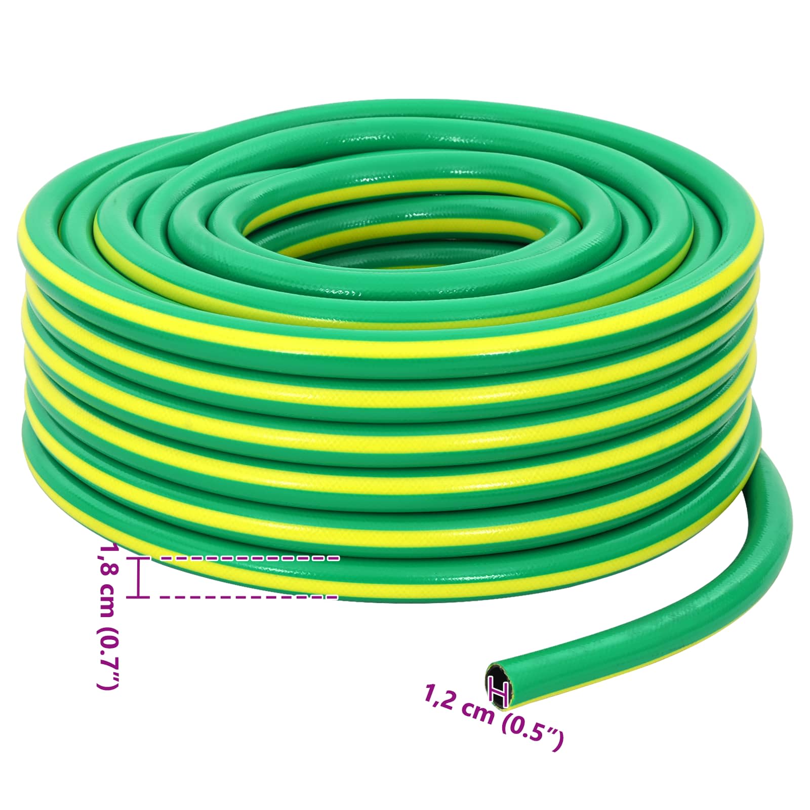 Gartenschlauch 5-lagig Grün und Gelb 12 mm PVC