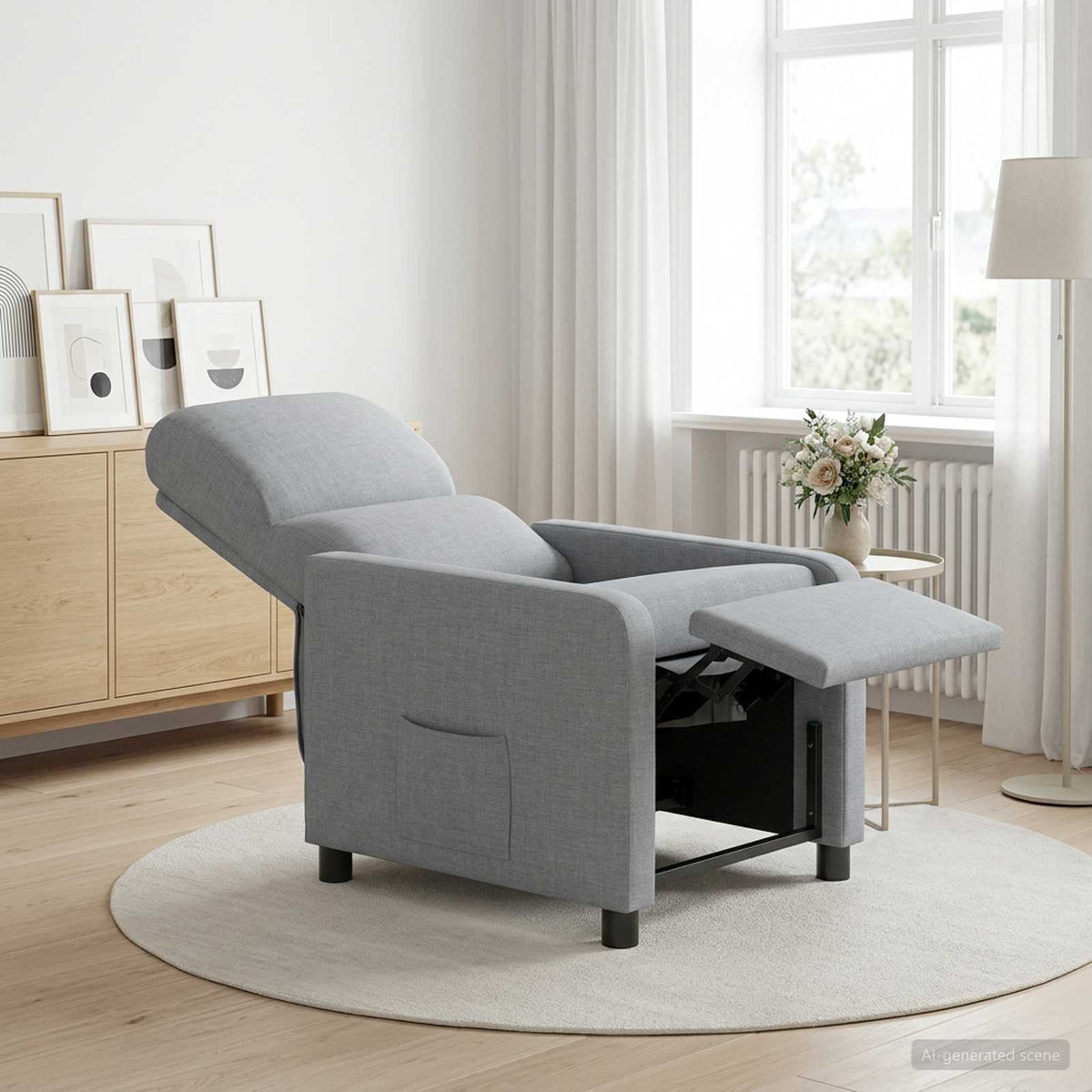 Liegesessel Hellgrau Polyester
