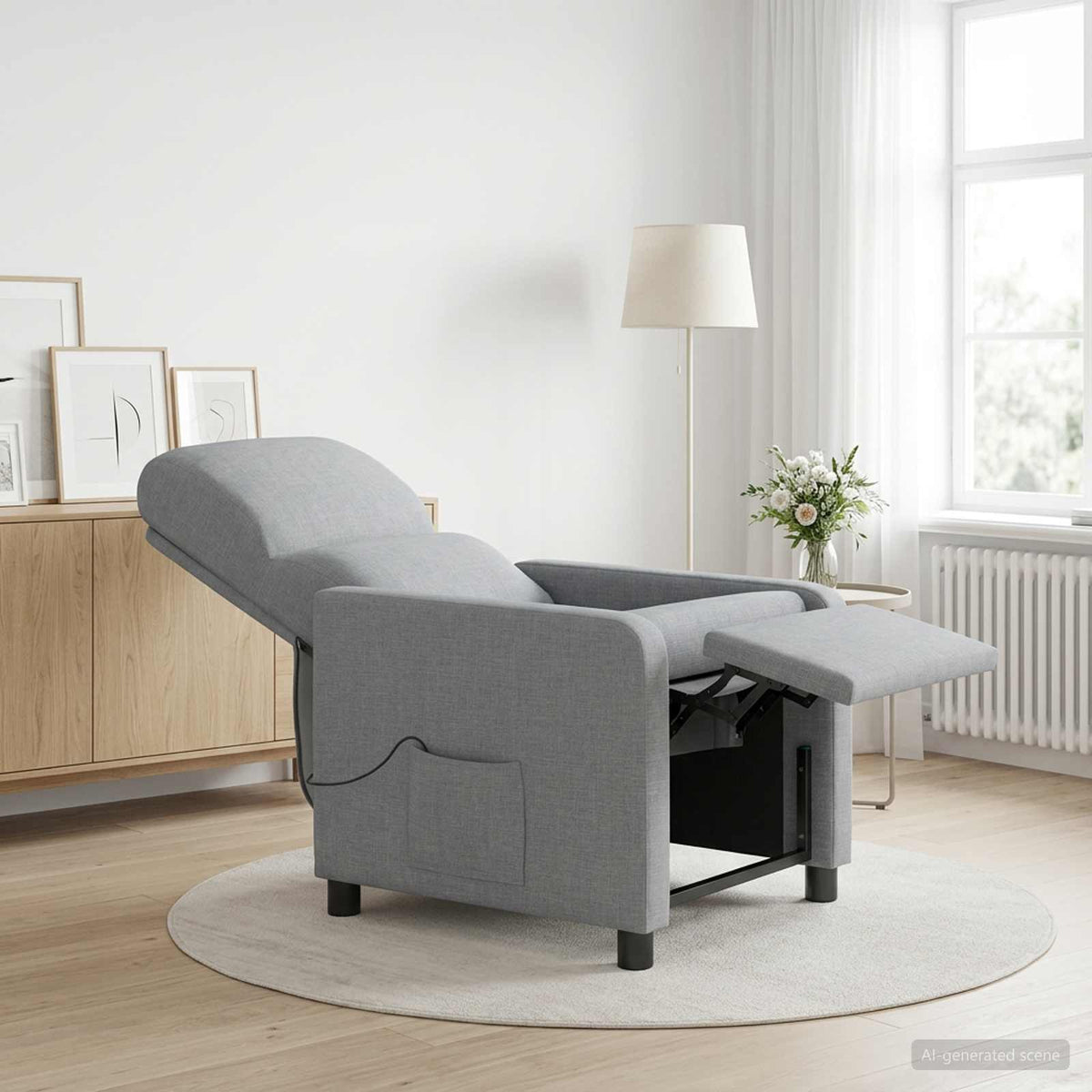 Massage Relaxsessel Hellgrau Polyester