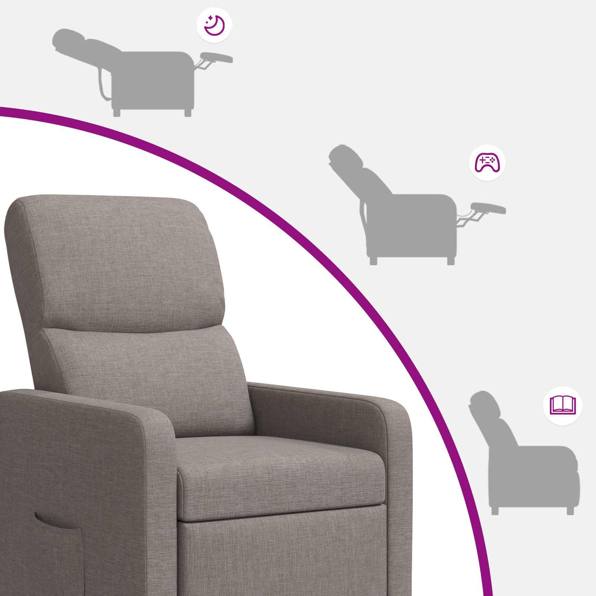 Massage Relaxsessel Taupe Polyester