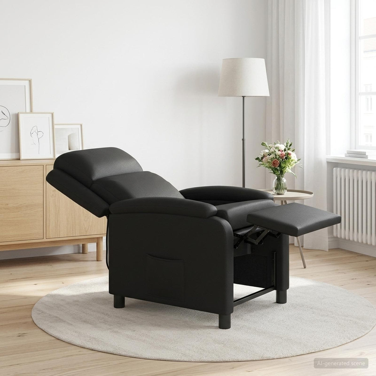 Liegesessel Schwarz Kunstleder
