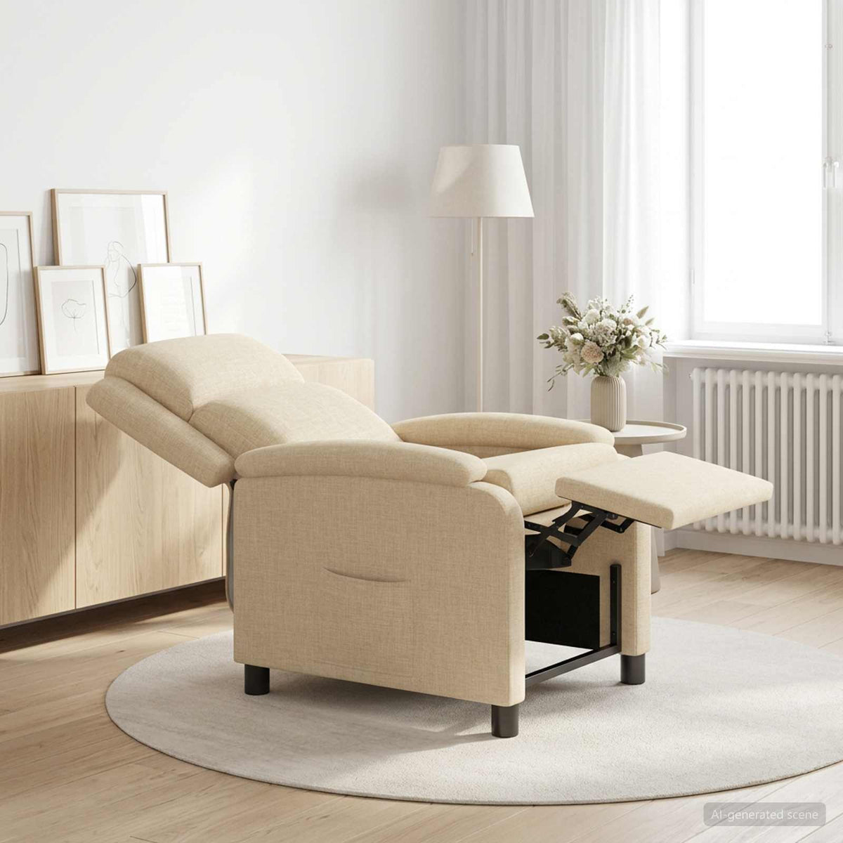 Liegesessel Creme Stoff