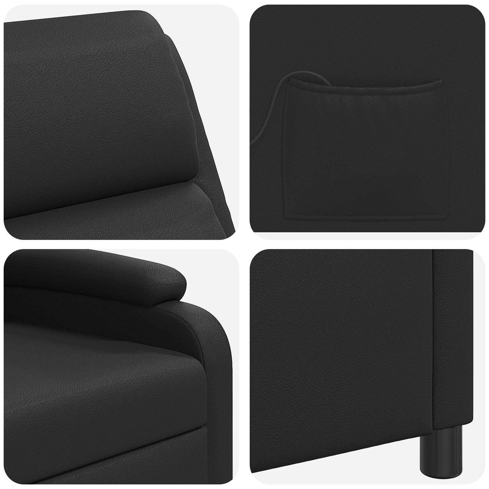 Massage Relaxsessel Schwarz Kunstleder