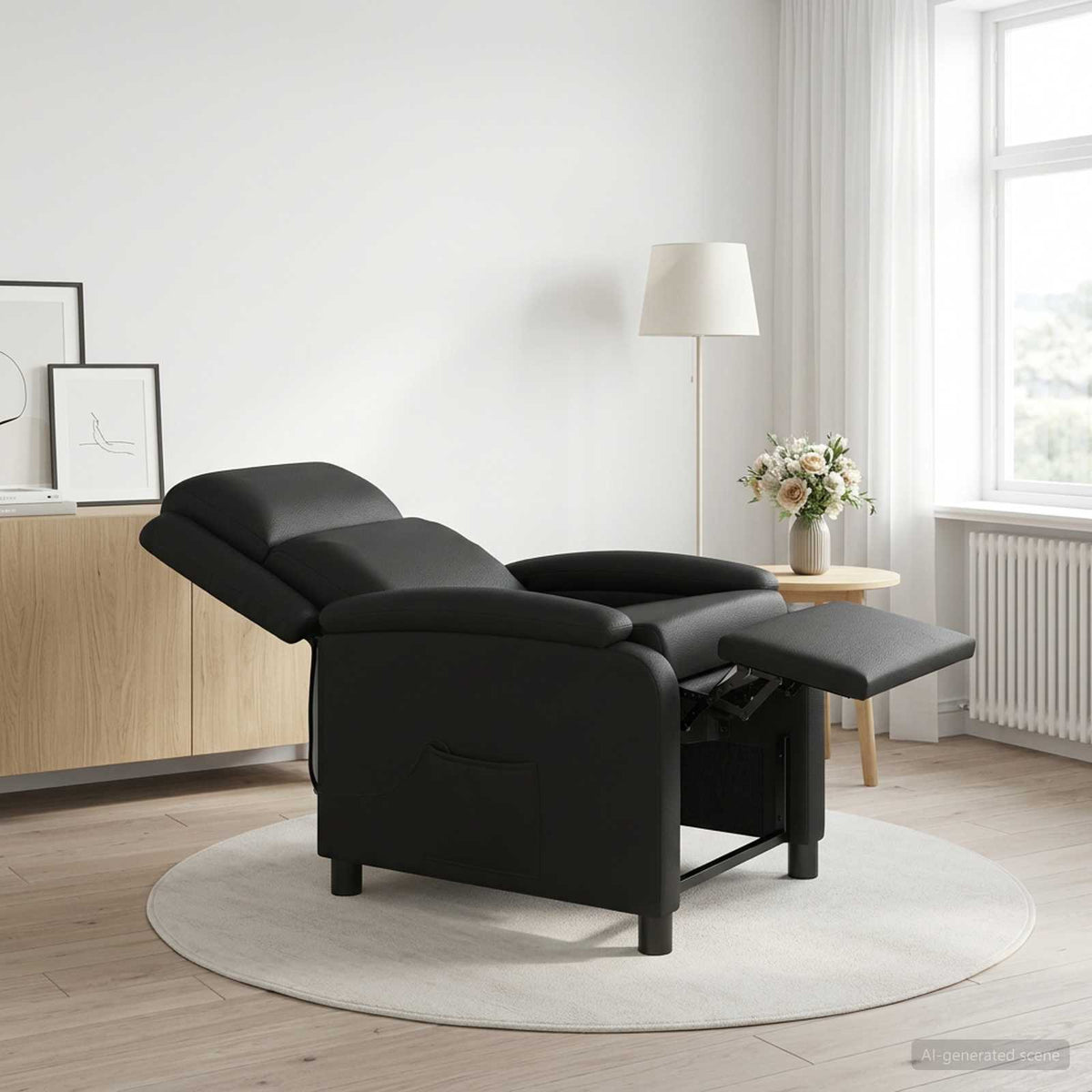 Massage Relaxsessel Schwarz Kunstleder