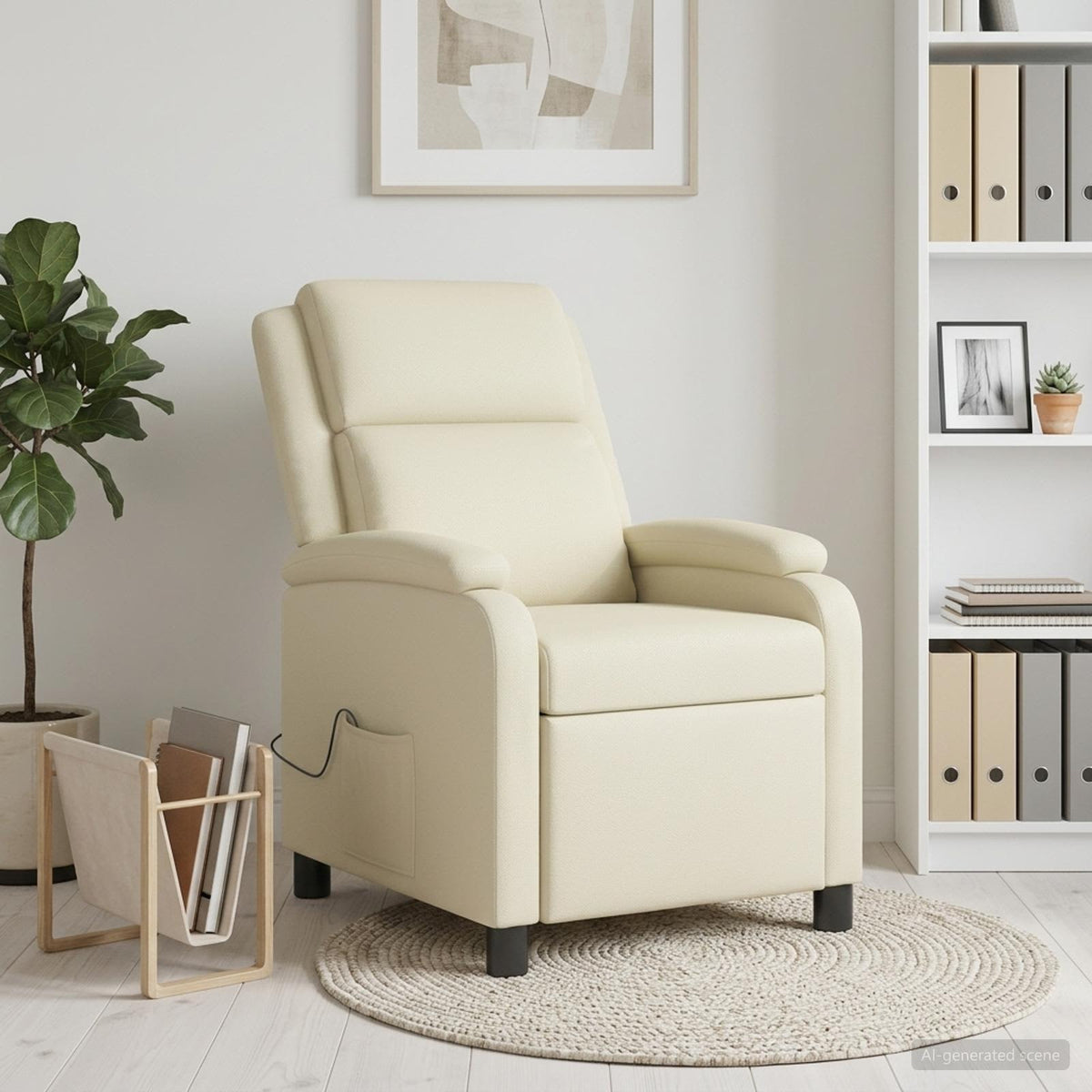Massage Relaxsessel Creme Kunstleder