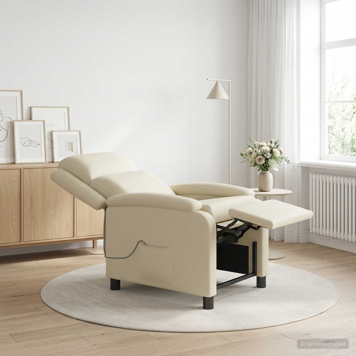 Massage Relaxsessel Creme Kunstleder