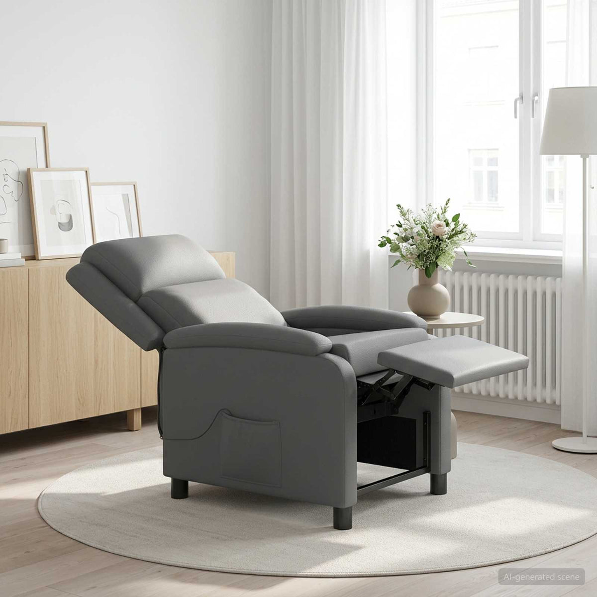 Massage Relaxsessel Grau Kunstleder