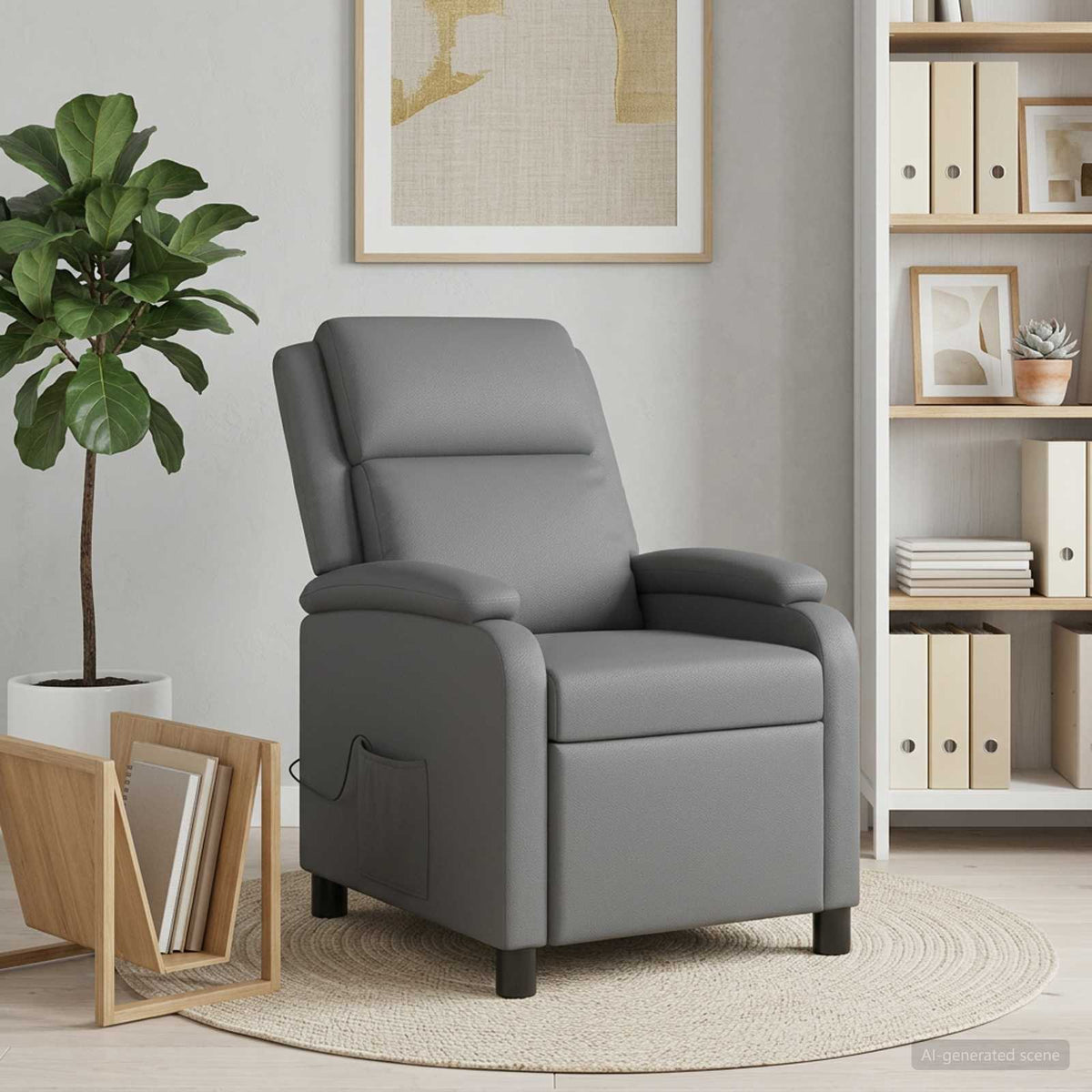Massage Relaxsessel Grau Kunstleder