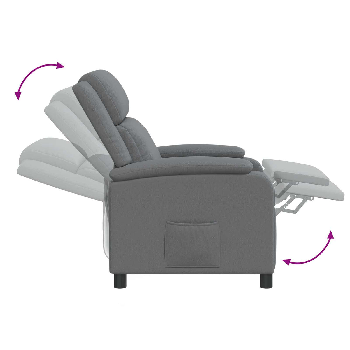 Massage Relaxsessel Grau Kunstleder