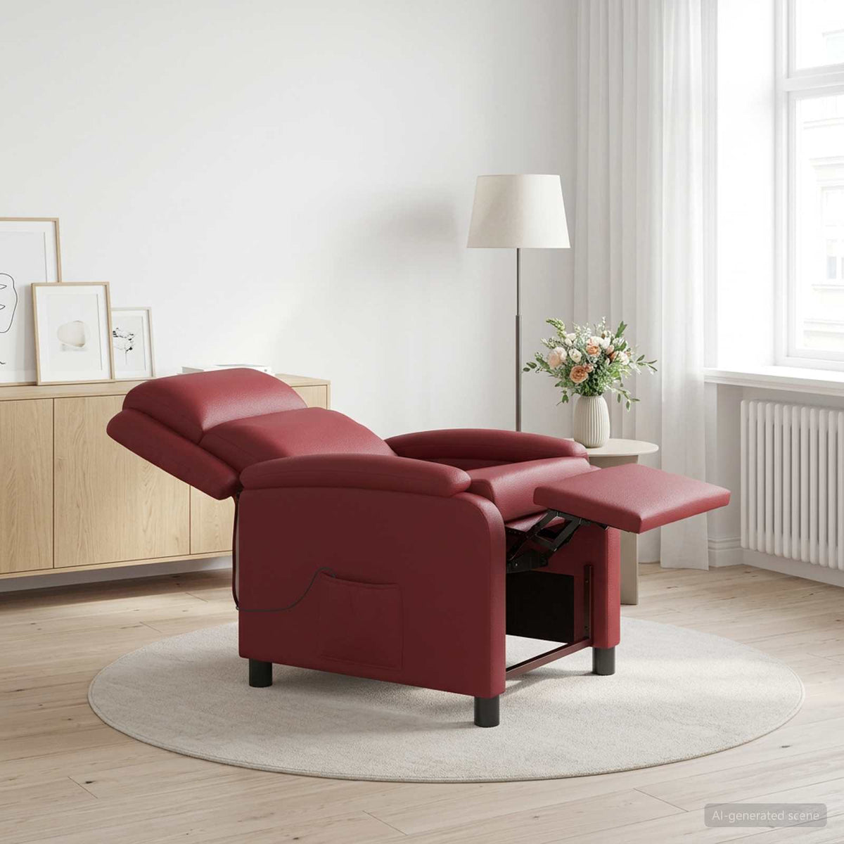 Massage Relaxsessel Weinrot Kunstleder