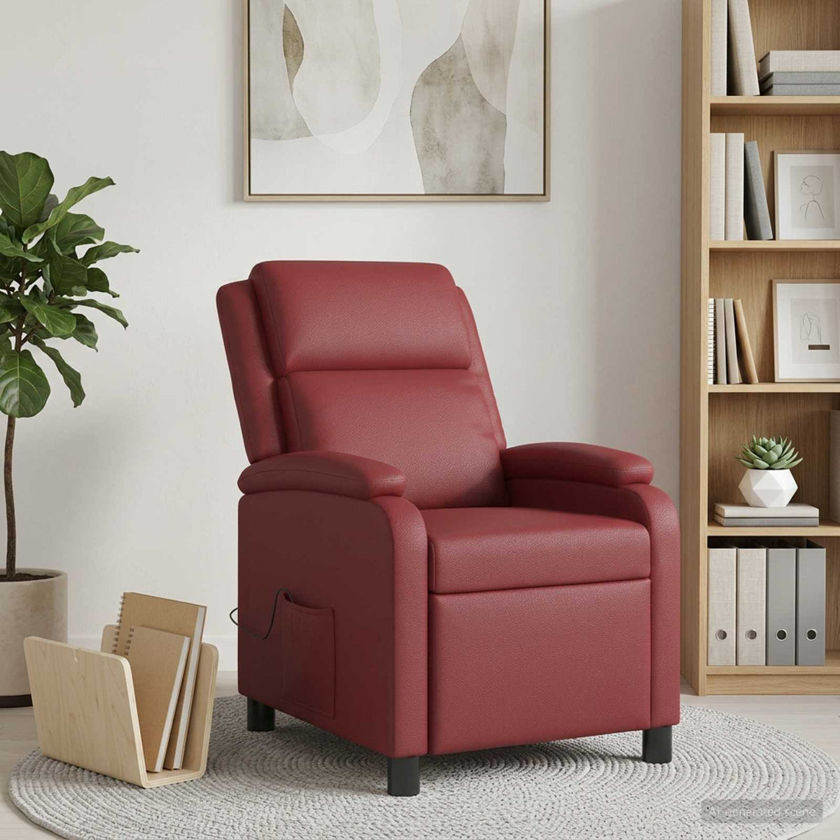 Massage Relaxsessel Weinrot Kunstleder