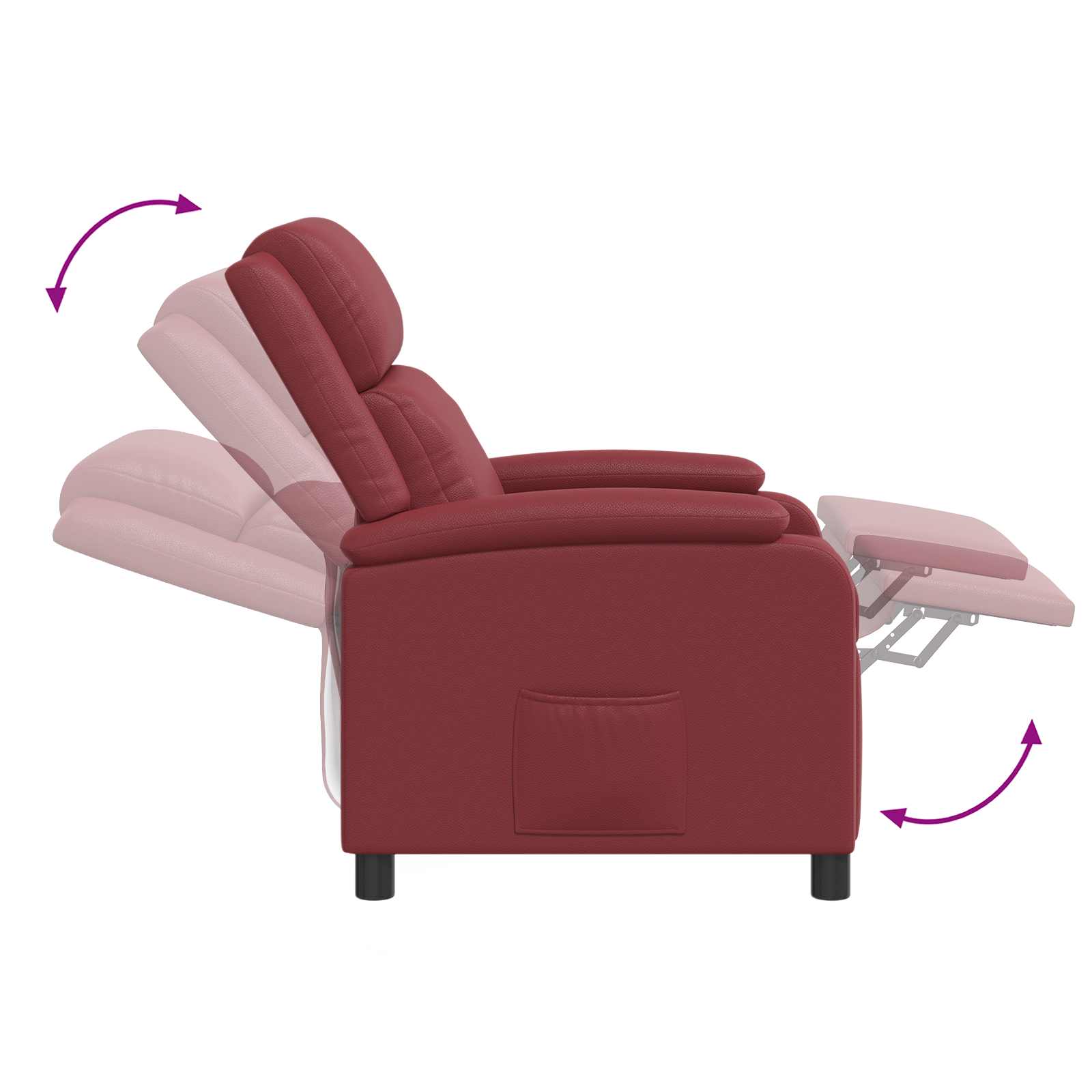 Massage Relaxsessel Weinrot Kunstleder