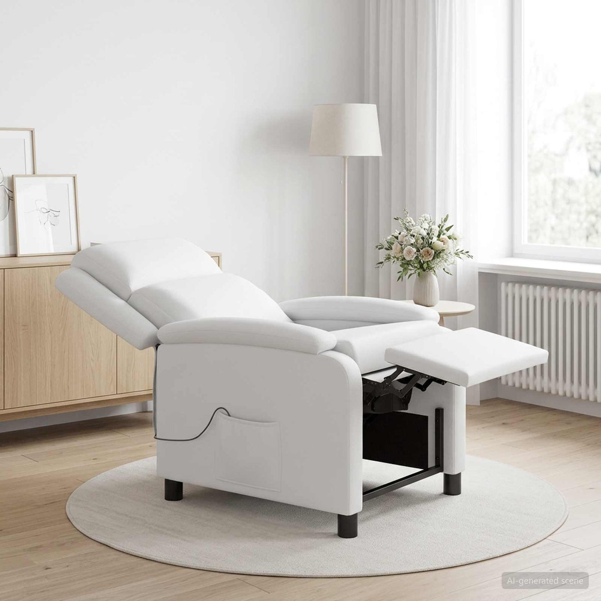 Massage Relaxsessel Weiß Kunstleder