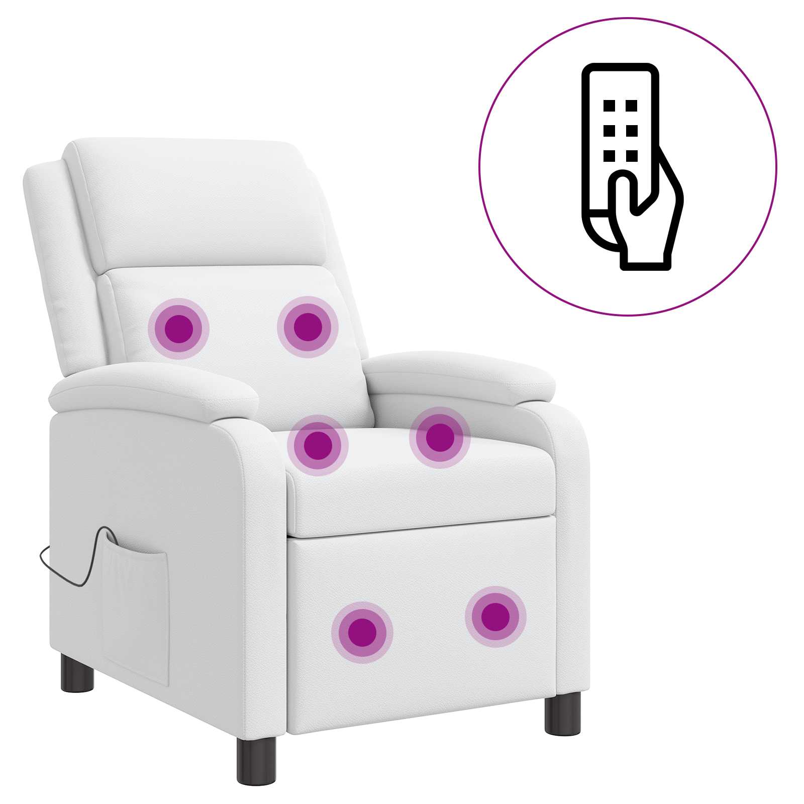 Massage Relaxsessel Weiß Kunstleder