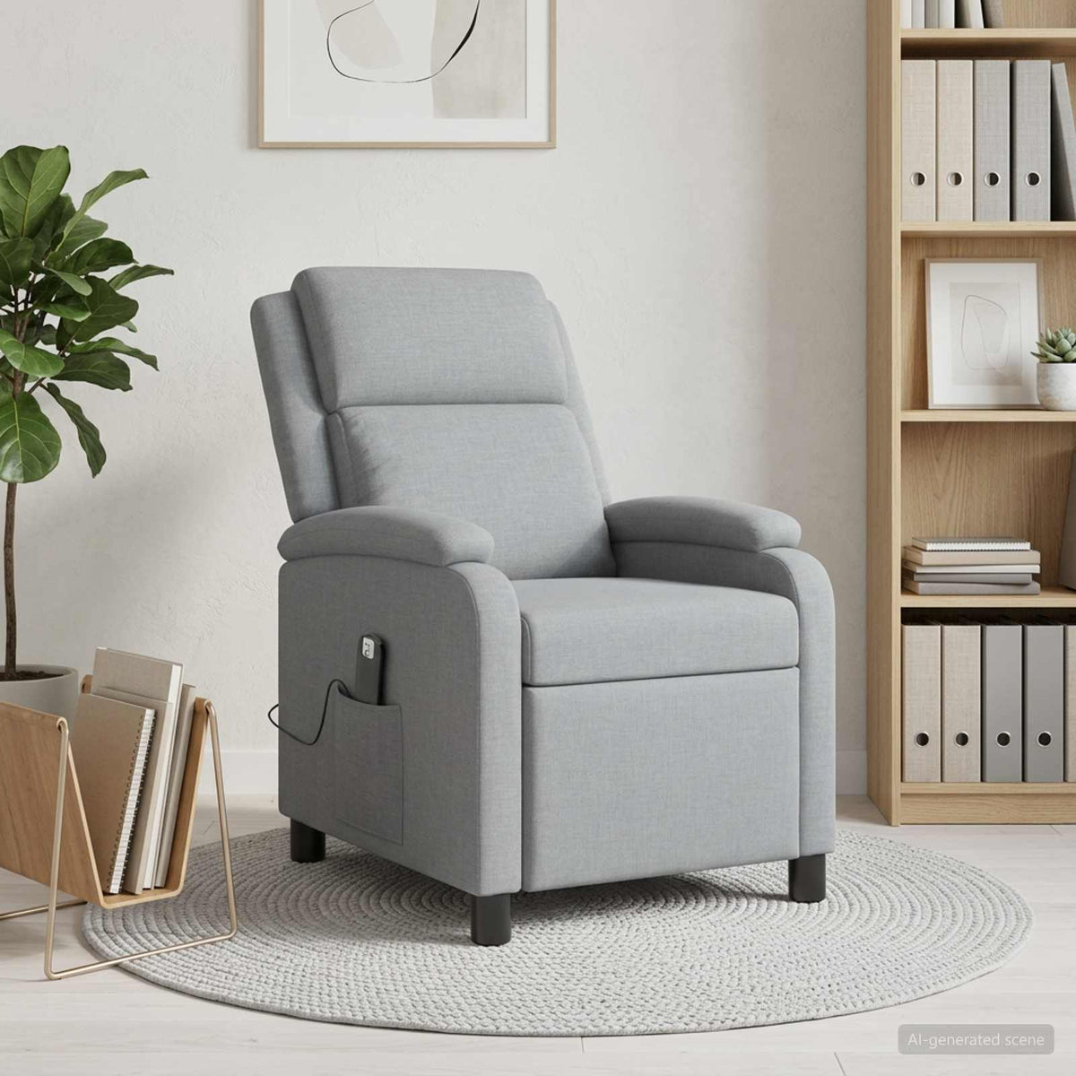 Massage Relaxsessel Hellgrau Stoff