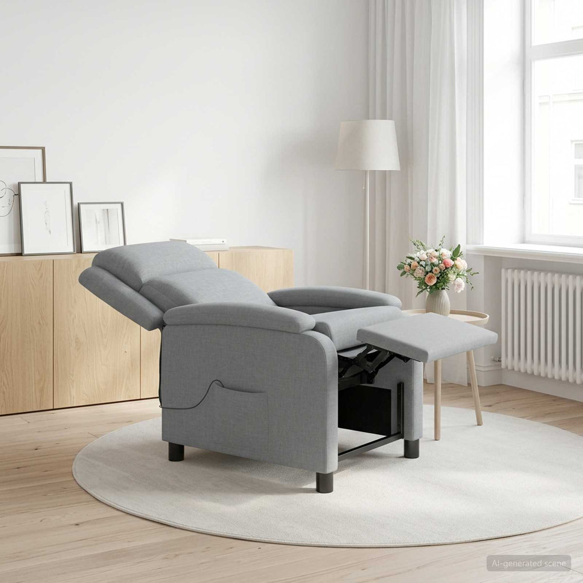 Massage Relaxsessel Hellgrau Stoff