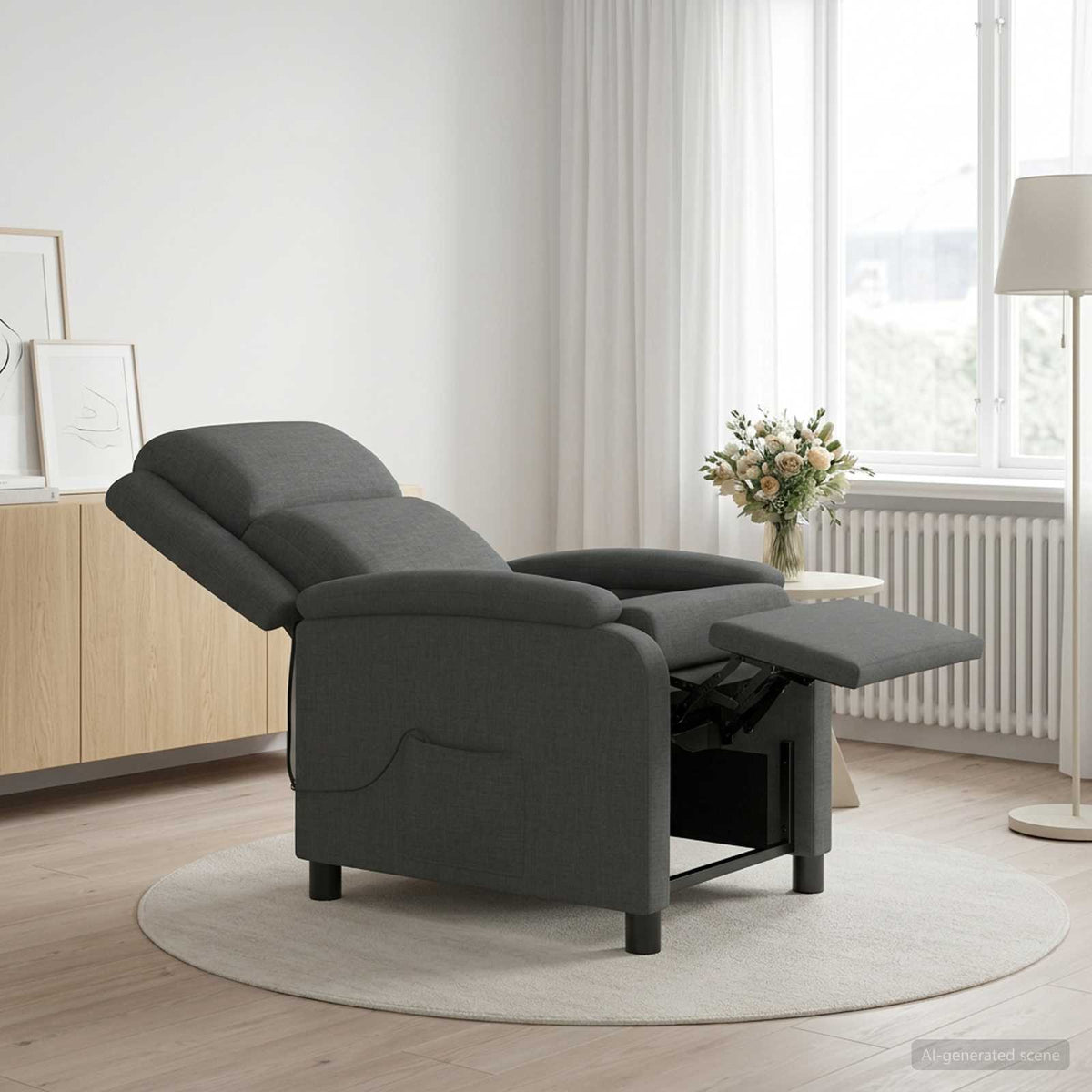 Massage Relaxsessel Dunkelgrau Stoff