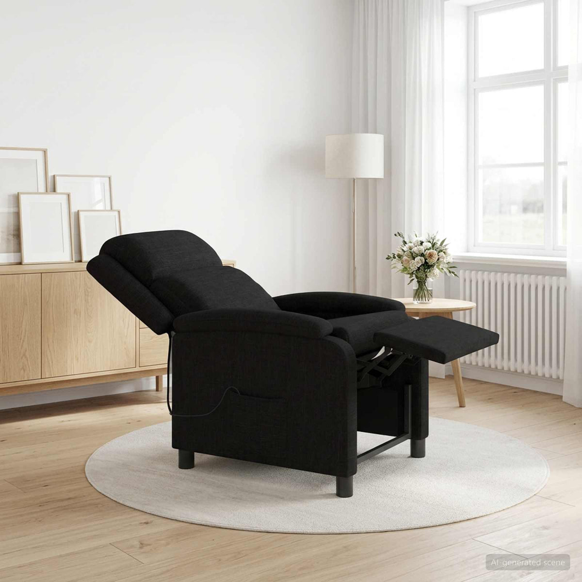Massage Relaxsessel Schwarz Stoff