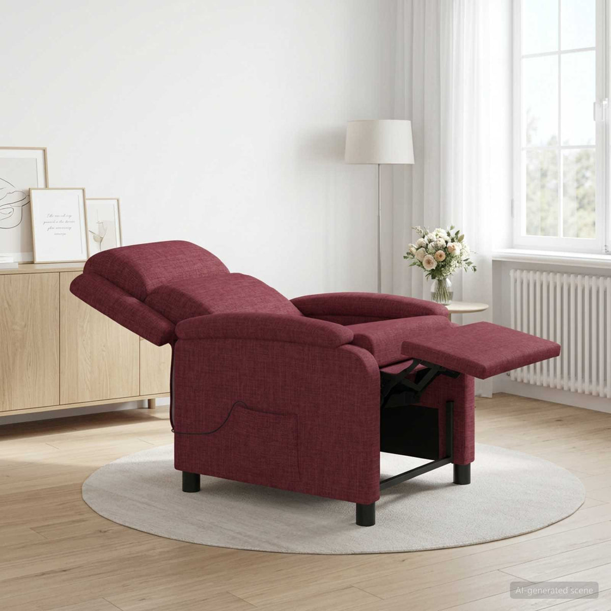 Massage Relaxsessel Weinrot Stoff