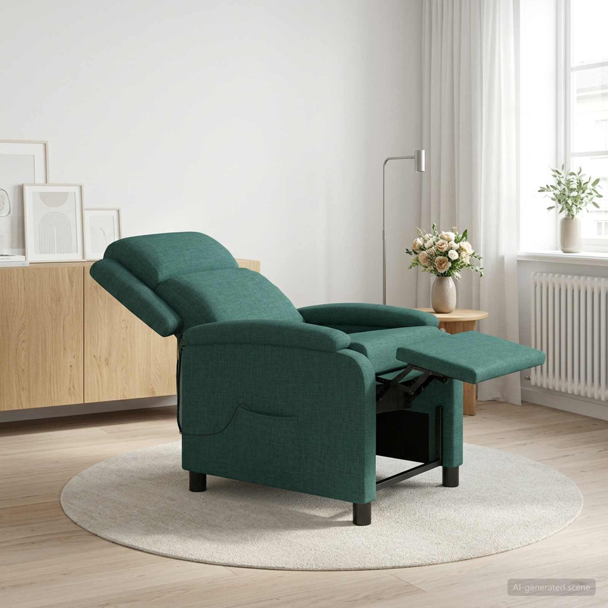 Massage Relaxsessel Dunkelgrün Stoff