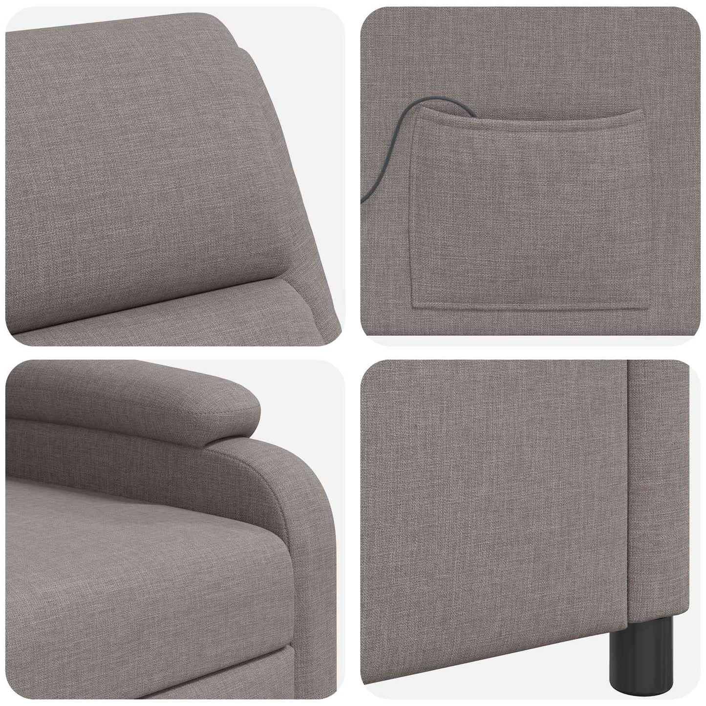 Massage Relaxsessel Taupe Stoff