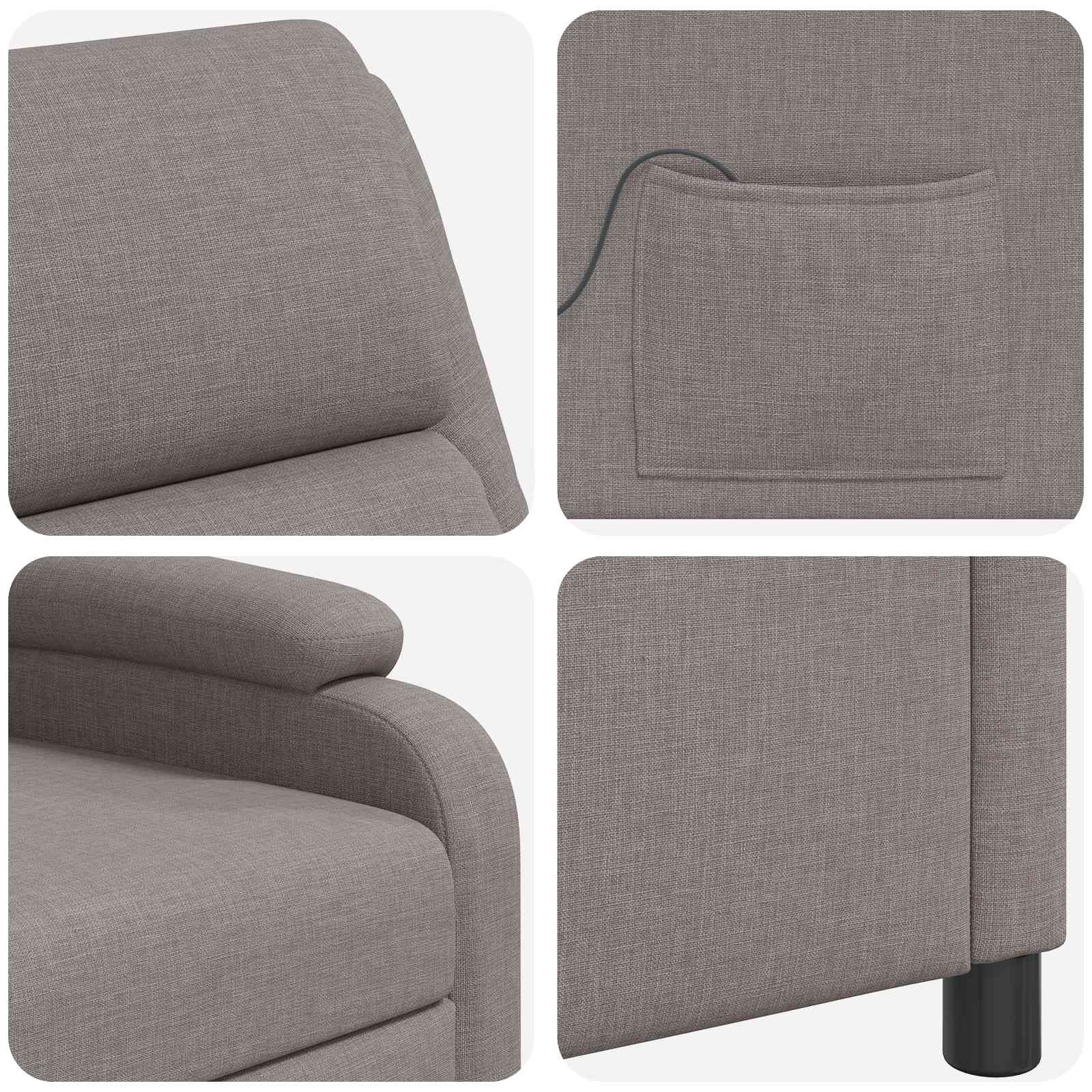 Massage Relaxsessel Taupe Stoff