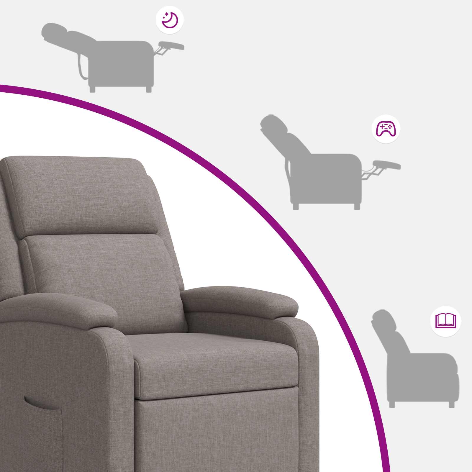 Massage Relaxsessel Taupe Stoff