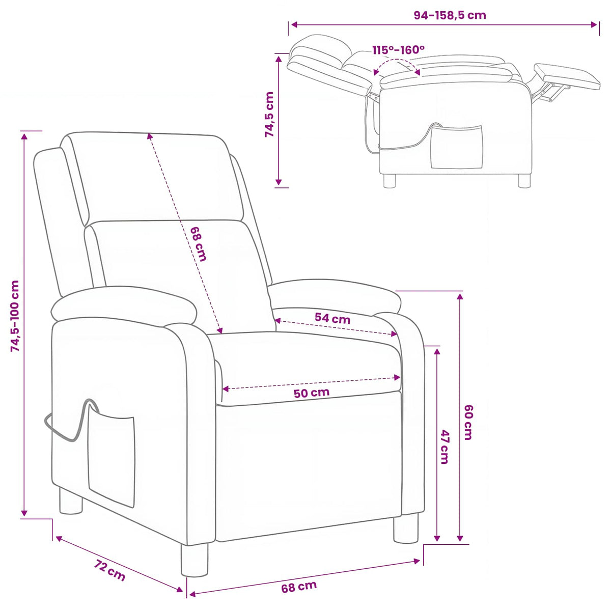 Massage Relaxsessel Taupe Stoff